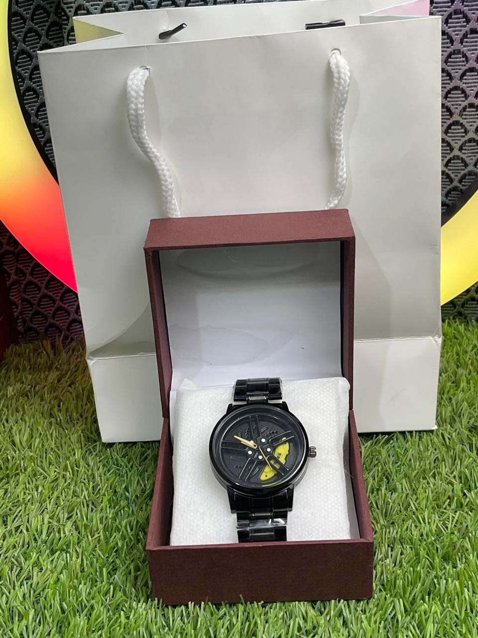 Men's Watches Car Wheel non rotating Rim Hub Design