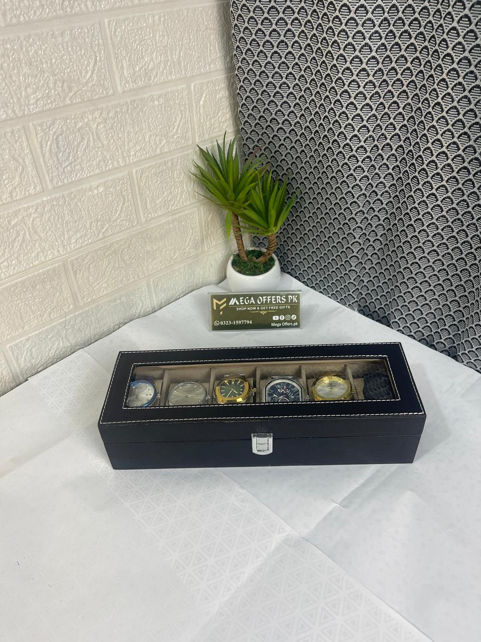 Premium 6-Piece Watch Collection with Luxury Storage Box