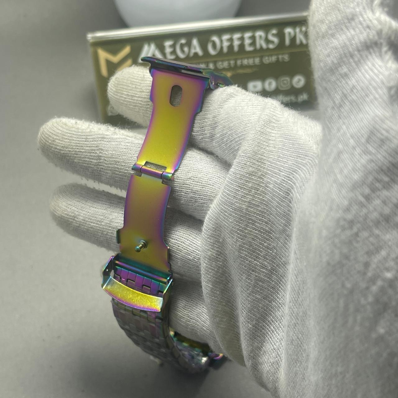 Luxury Rainbow Finish Cartier-Style Watch