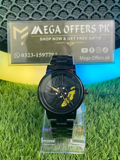 Men's Watches Car Wheel non rotating Rim Hub Design