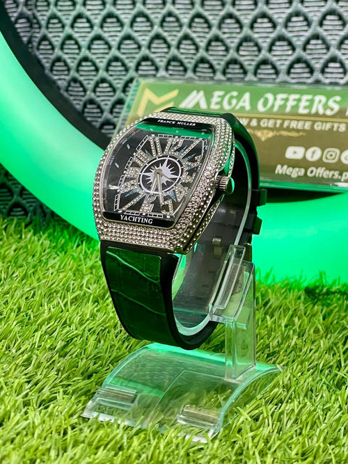 Vanguard Black Silver Iced Frank Muller Watch
