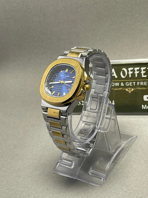 Luxury Gold-Tone Blue Dial Watch