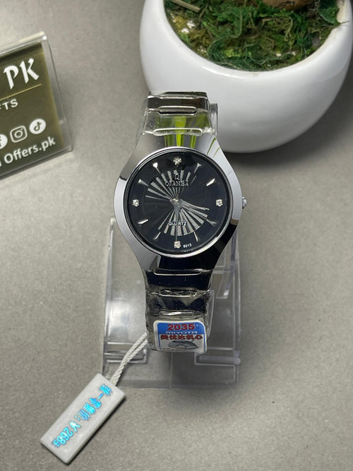 QIANBA Black Dial Stainless Steel Watch