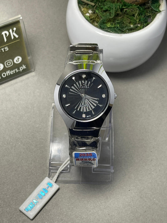 QIANBA Black Dial Stainless Steel Watch