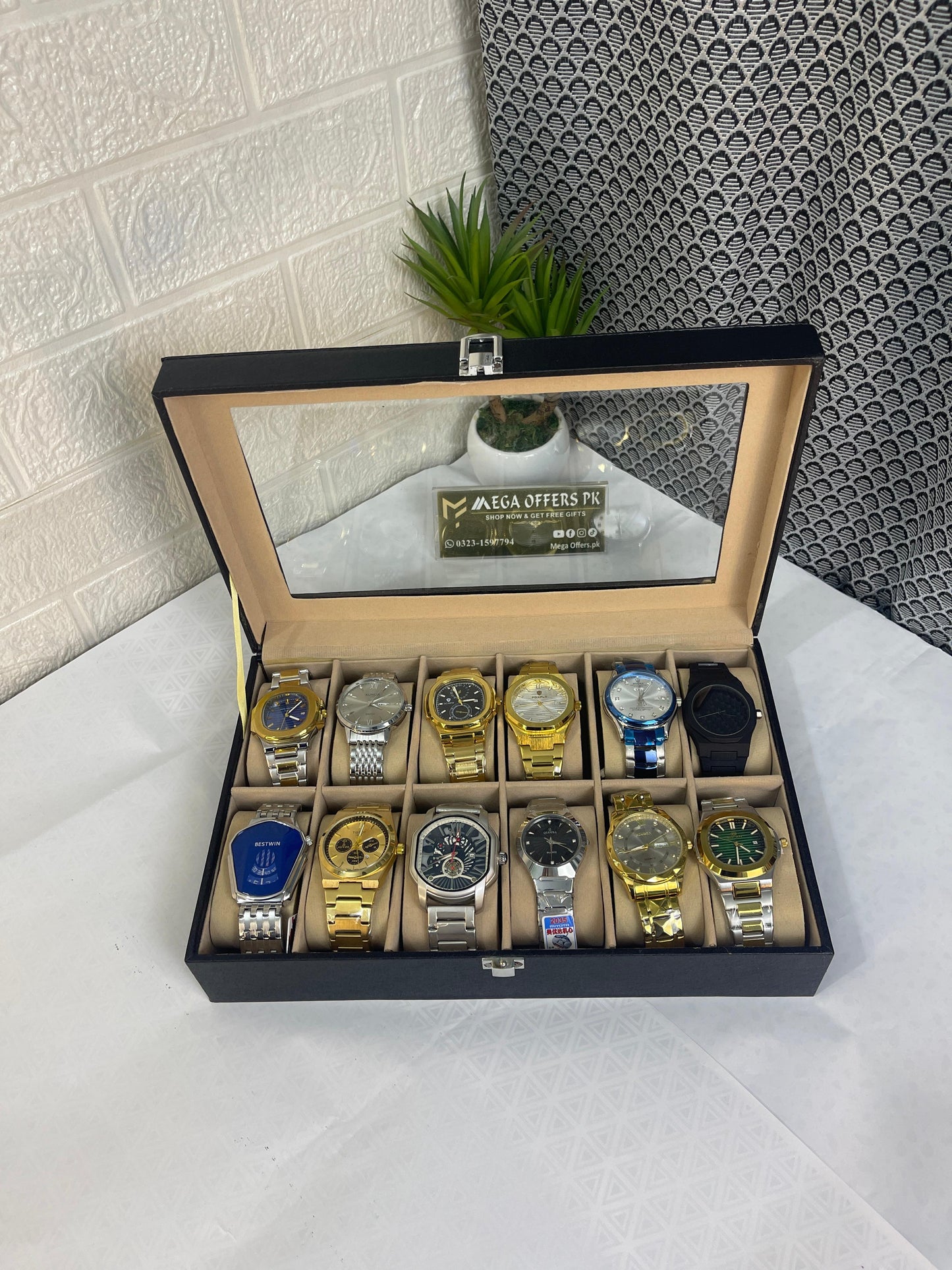 Premium 12-Piece Watch Collection with Luxury Storage Box