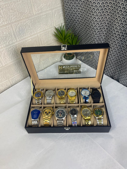 Premium 12-Piece Watch Collection with Luxury Storage Box