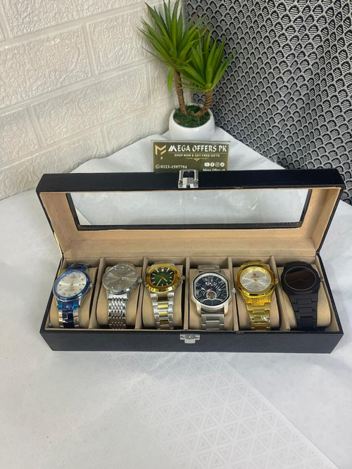 Premium 6-Piece Watch Collection with Luxury Storage Box