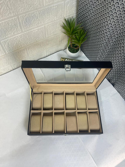 Premium Quality 12 grid PU leather watch display box