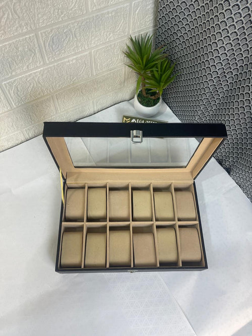 Premium Quality 12 grid PU leather watch display box