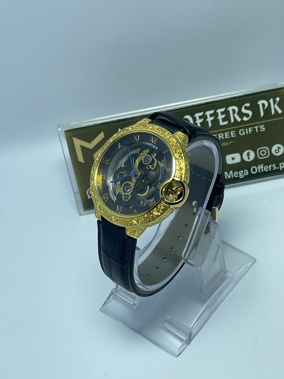 Luxury Skeleton Style Gold Men's Watch