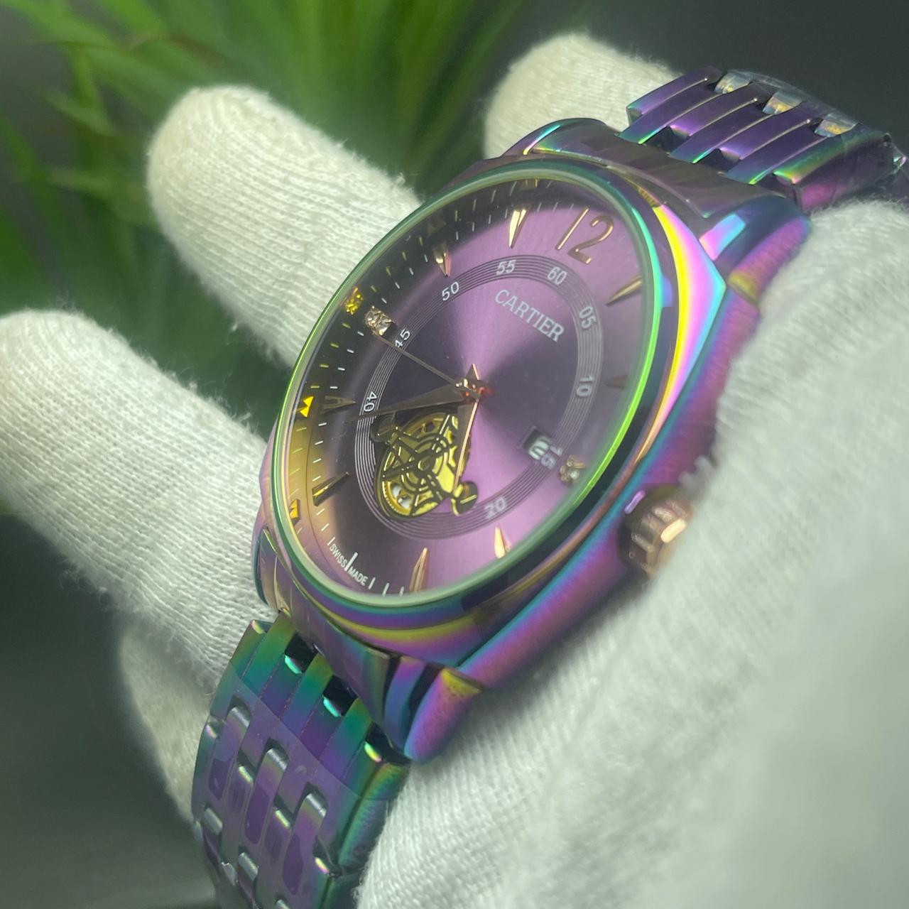 Luxury Rainbow Finish Cartier-Style Watch