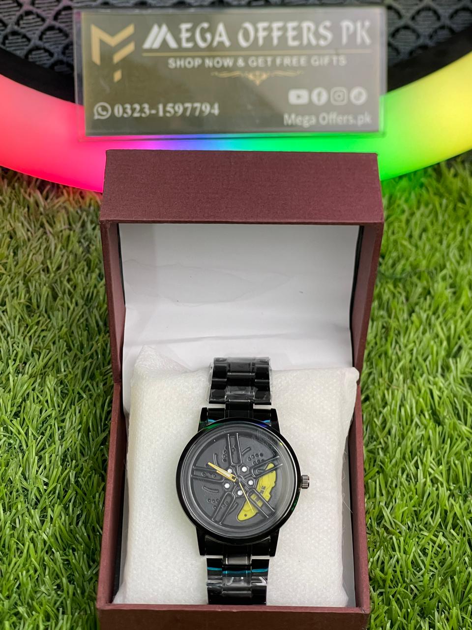 Men's Watches Car Wheel non rotating Rim Hub Design