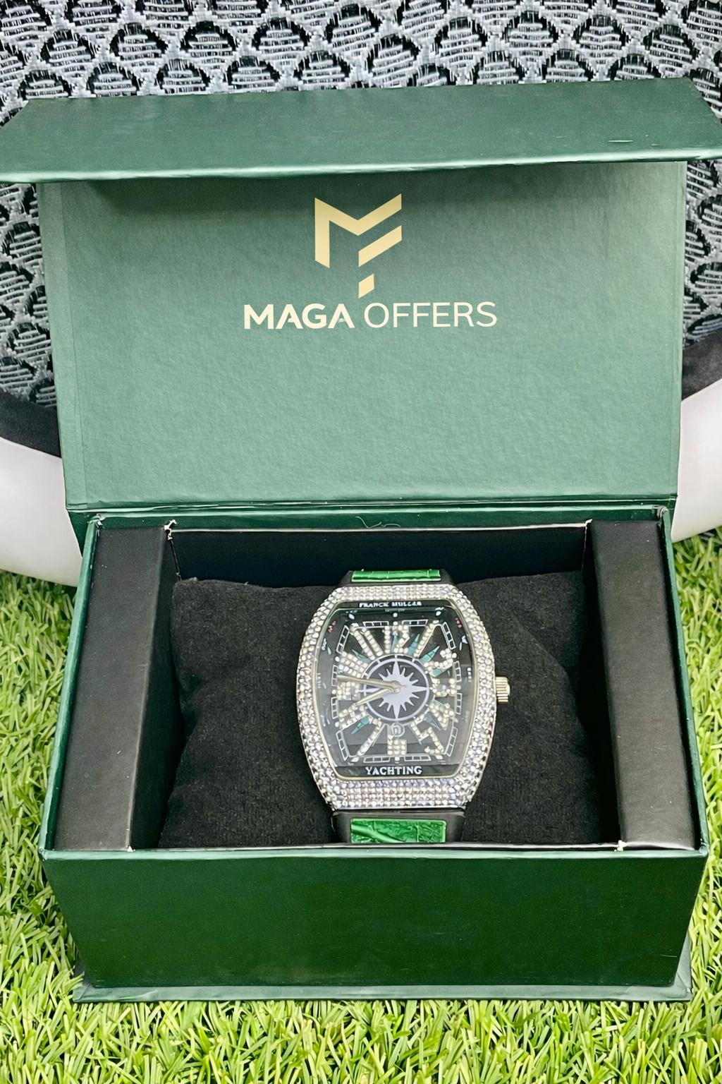 Vanguard Black Silver Iced Frank Muller Watch