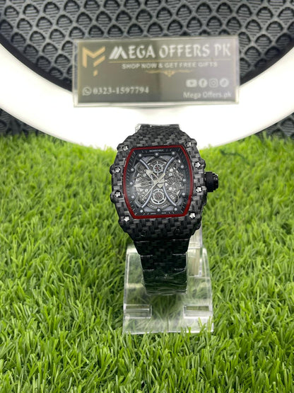 AAA Quality Richard-Style Skeleton Automatic Watch – Premium Carbon Pattern Case