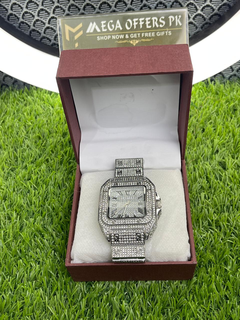 CARTIER Iced Out Luxury Stainless Steel Made Analog Watch For Men