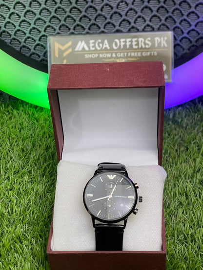 EMPORIO ARMANI Classic Black Leather