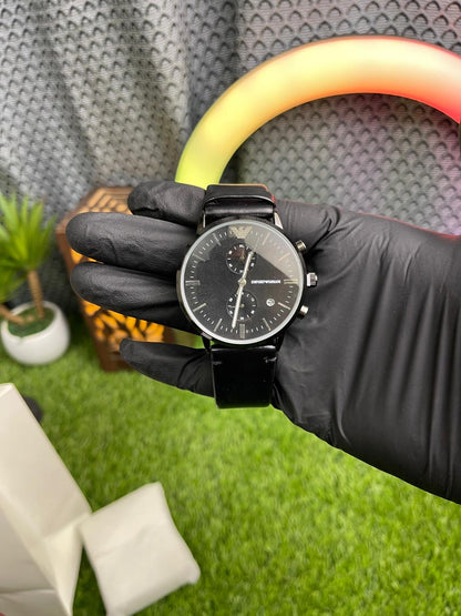 EMPORIO ARMANI Classic Black Leather