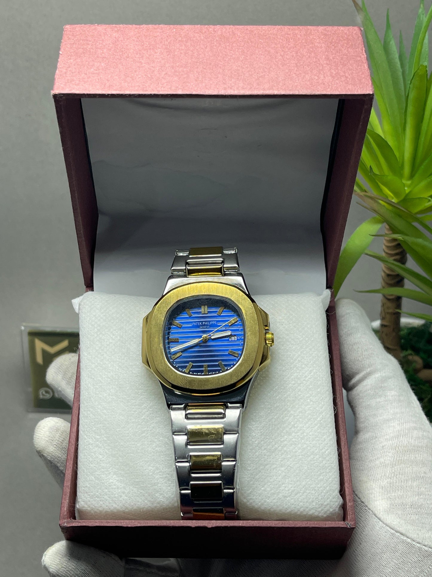 Luxury Gold-Tone Blue Dial Watch