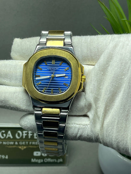 Luxury Gold-Tone Blue Dial Watch