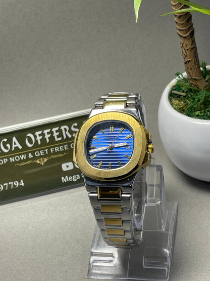 Luxury Gold-Tone Blue Dial Watch