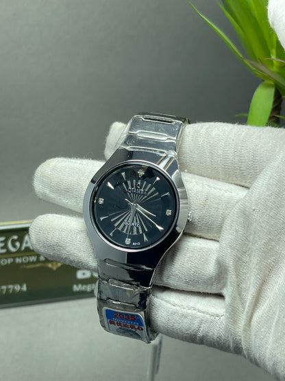 QIANBA Black Dial Stainless Steel Watch