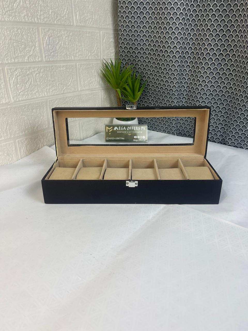 Premium Quality 6 grid PU leather watch display box