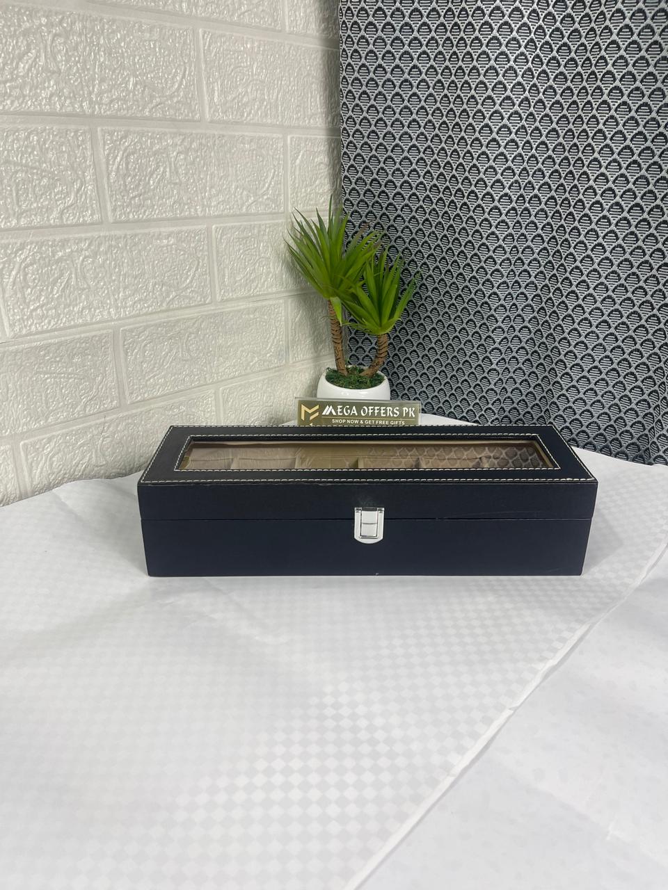 Premium Quality 6 grid PU leather watch display box