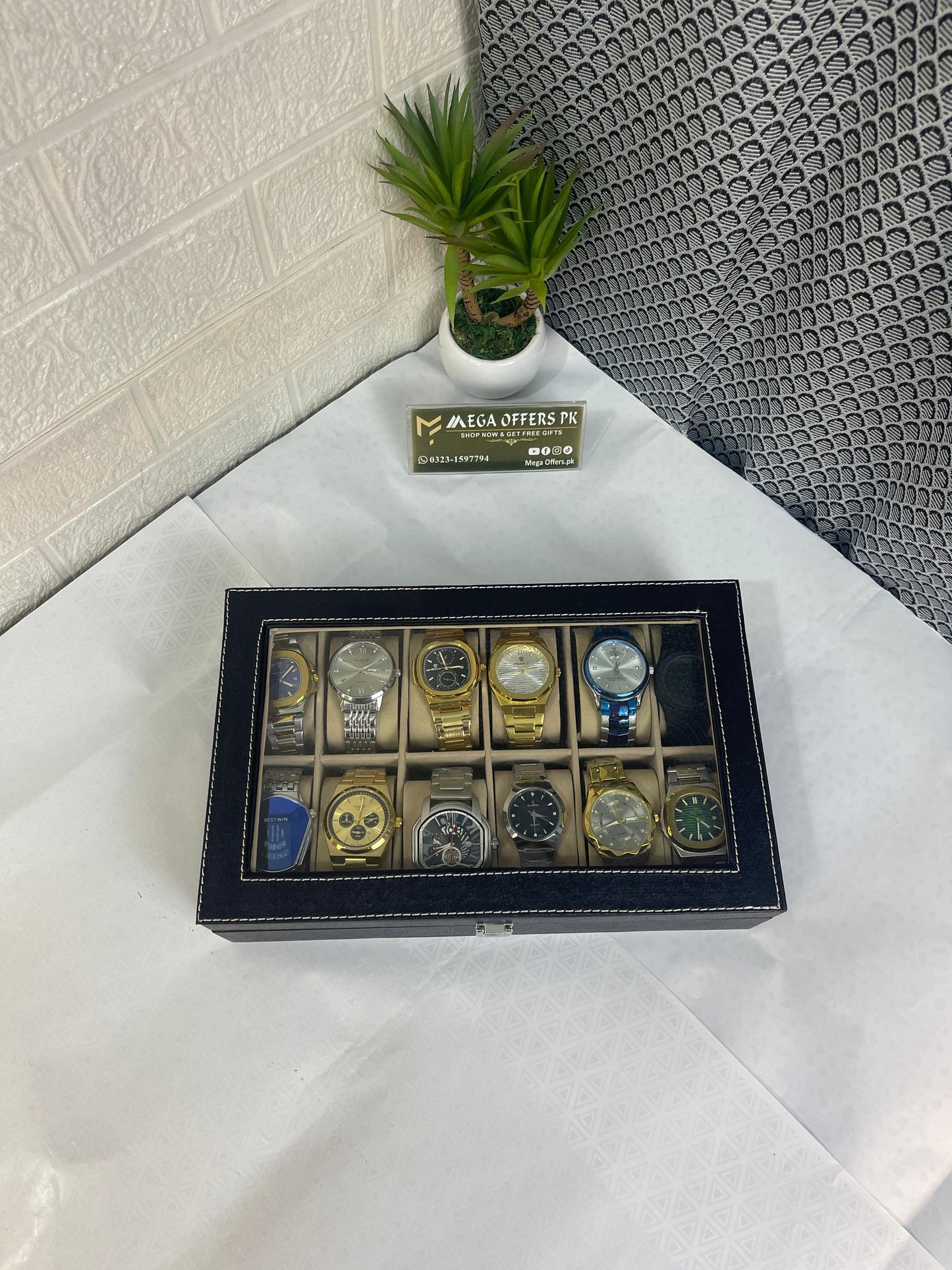 Premium 12-Piece Watch Collection with Luxury Storage Box