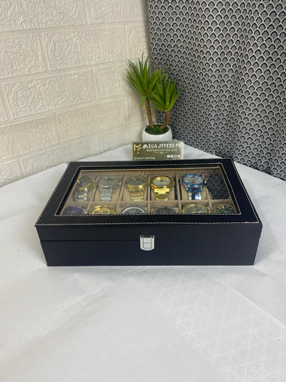 Premium 12-Piece Watch Collection with Luxury Storage Box