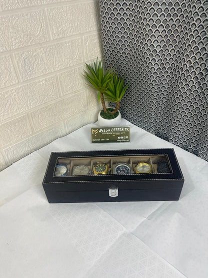 Premium 6-Piece Watch Collection with Luxury Storage Box