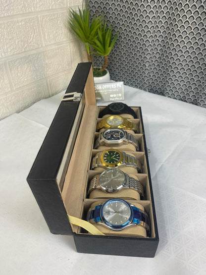 Premium 6-Piece Watch Collection with Luxury Storage Box