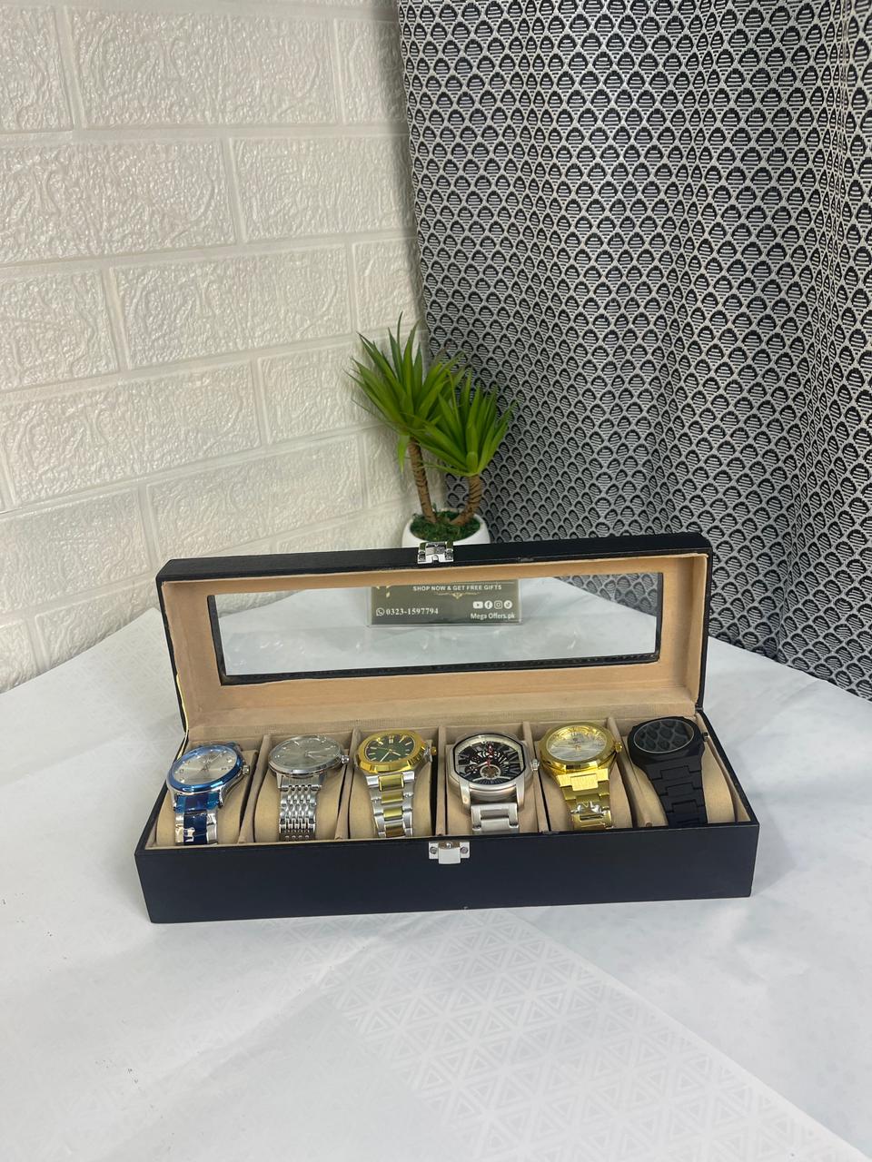Premium 6-Piece Watch Collection with Luxury Storage Box