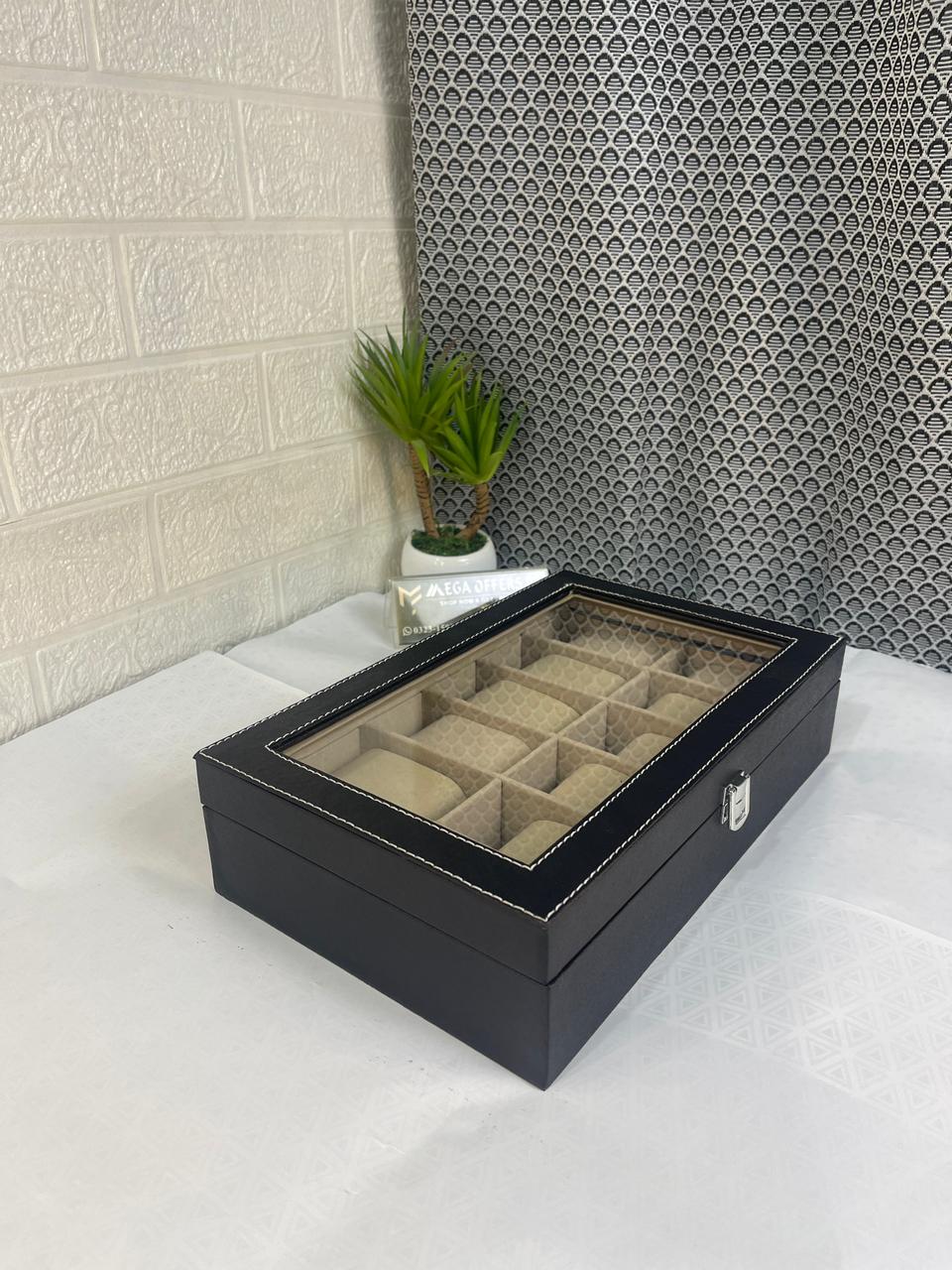 Premium Quality 12 grid PU leather watch display box