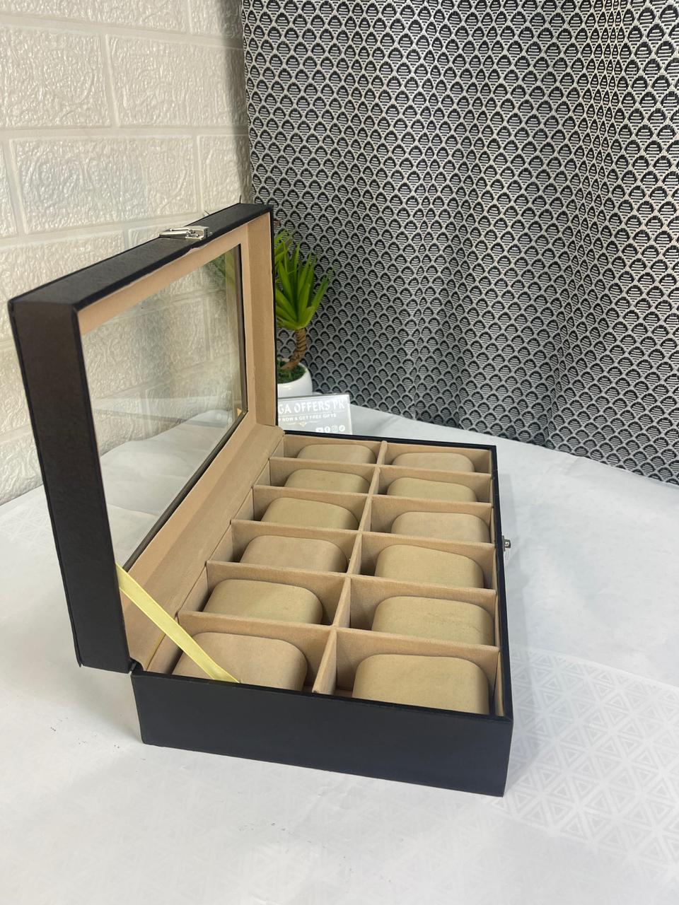 Premium Quality 12 grid PU leather watch display box