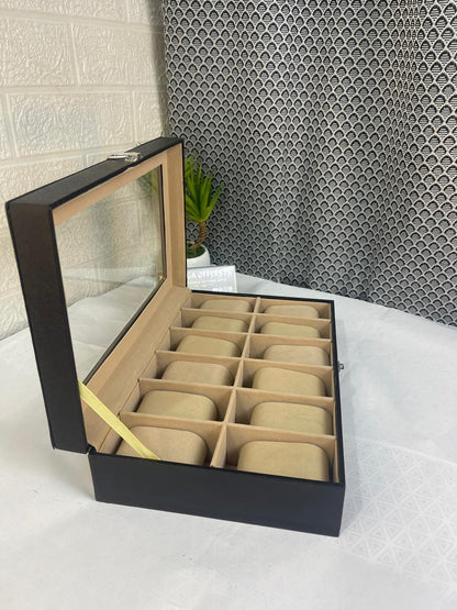 Premium Quality 12 grid PU leather watch display box