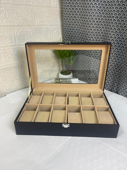 Premium Quality 12 grid PU leather watch display box