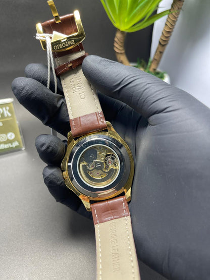 Casirui Automatic Skeleton Watch – Luxury Gold Edition