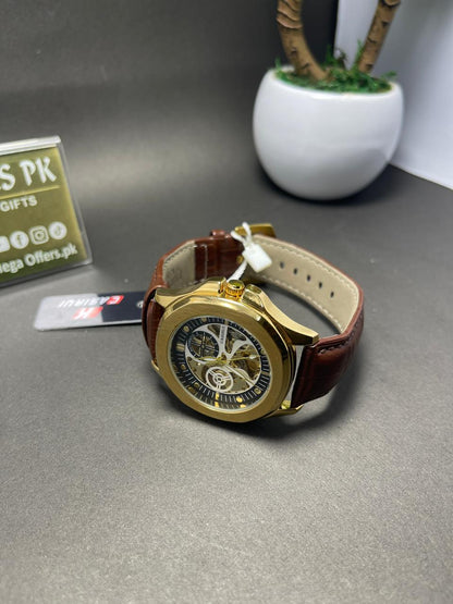 Casirui Automatic Skeleton Watch – Luxury Gold Edition
