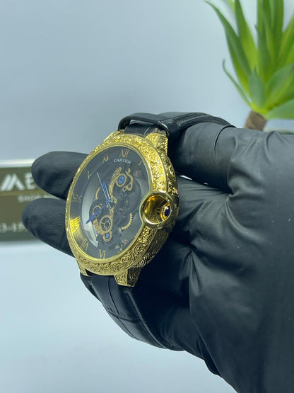 Luxury Skeleton Style Gold Men's Watch