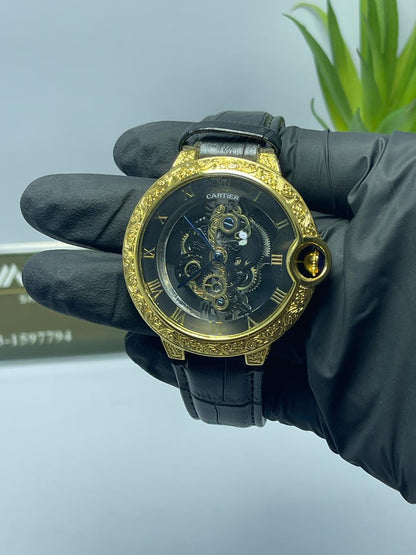 Luxury Skeleton Style Gold Men's Watch