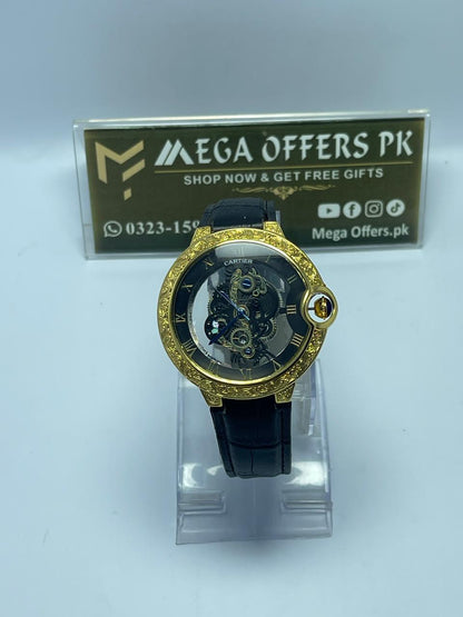 Luxury Skeleton Style Gold Men's Watch