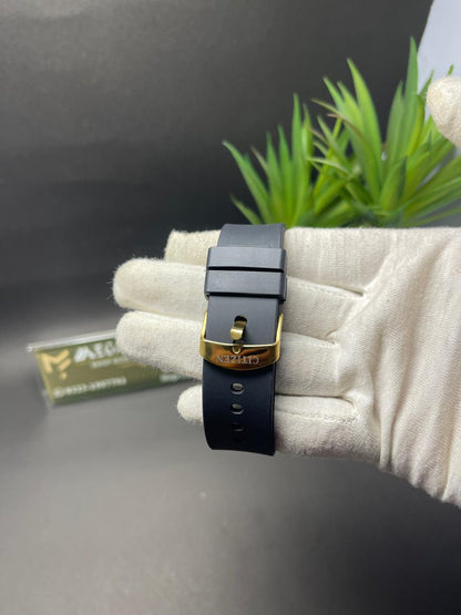 Citizen Quartz Premium Square Watch – Black &amp; Gold
