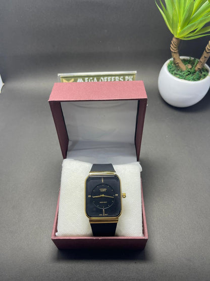 Citizen Quartz Premium Square Watch – Black &amp; Gold
