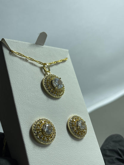 6PCS Set Luxury Watch Ring Necklace Earring Rhinestone Fashion Wristwatch Casual Ladies Watches Bracelet Set Close Unknown