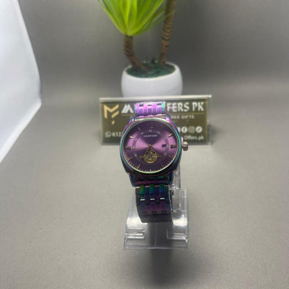 Luxury Rainbow Finish Cartier-Style Watch