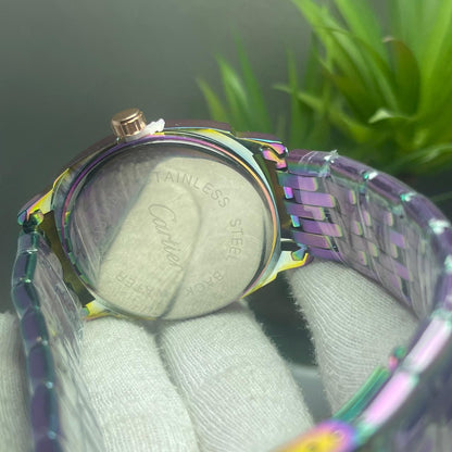 Luxury Rainbow Finish Cartier-Style Watch